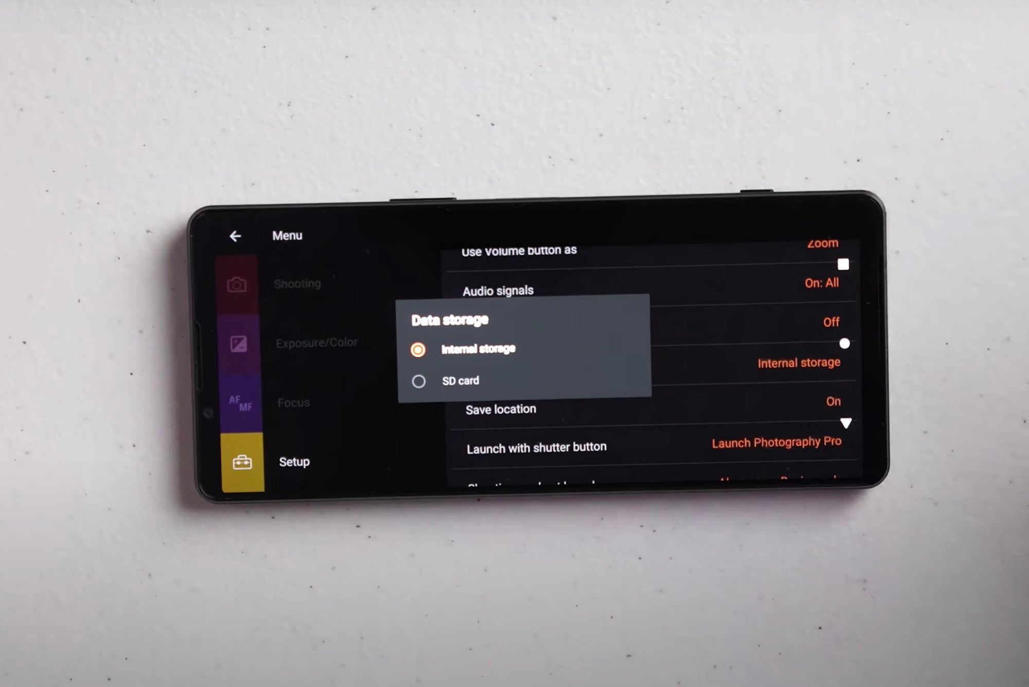 Xperia 1 IV Setup: Data Storage