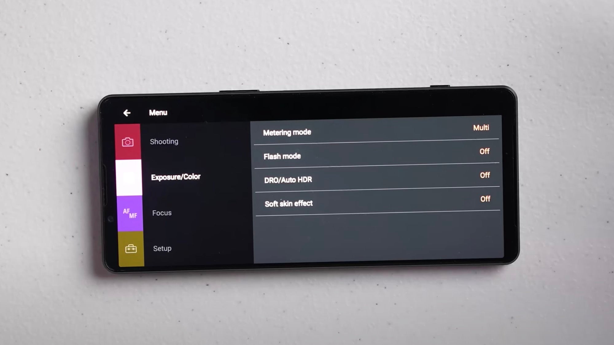 Xperia 1 IV Setup: Exposure Color