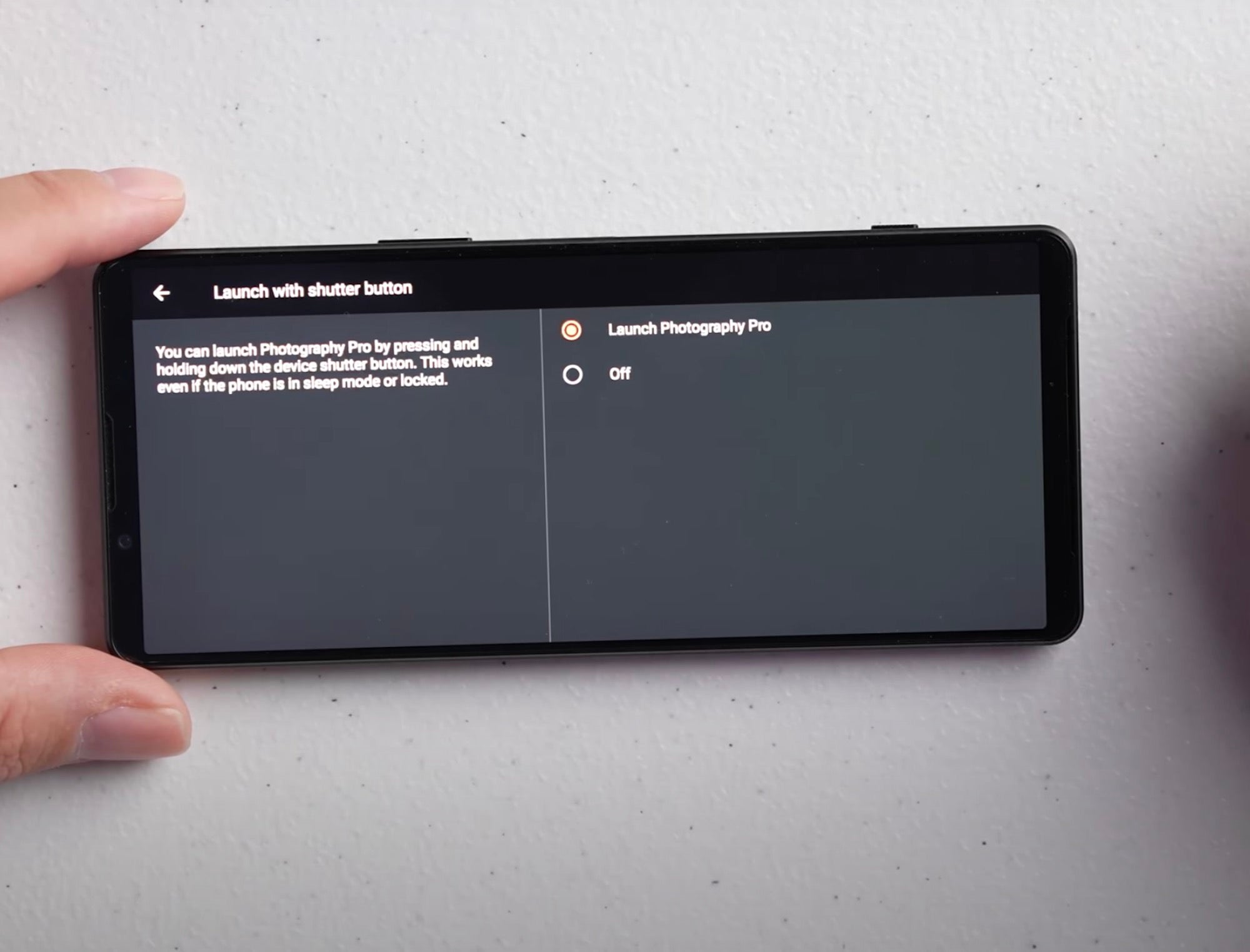 Xperia 1 IV Setup: Launch With Shutter Button