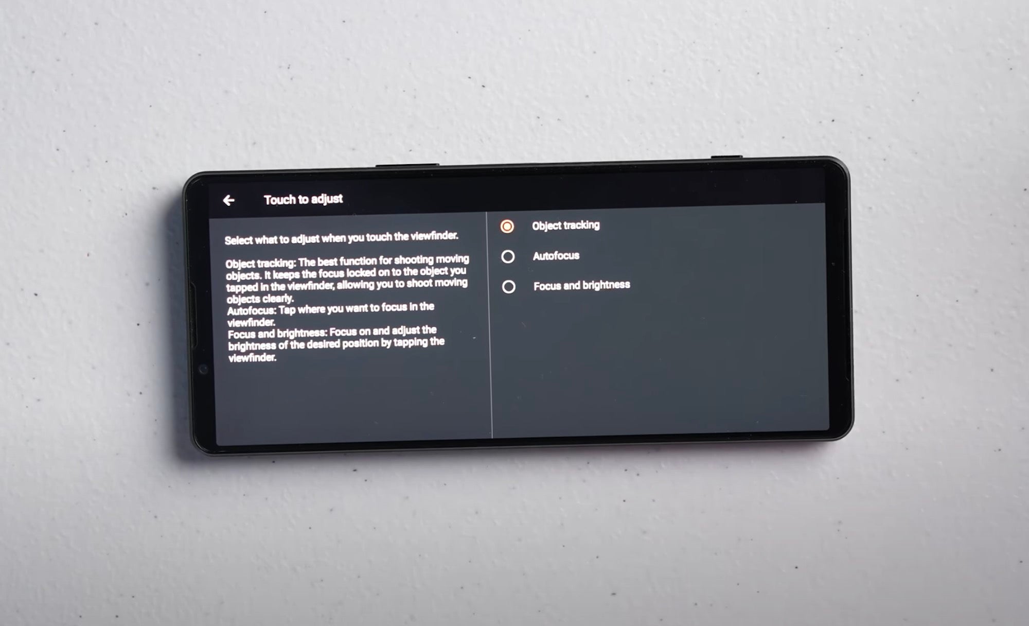 Xperia 1 IV Setup: Touch To Adjust