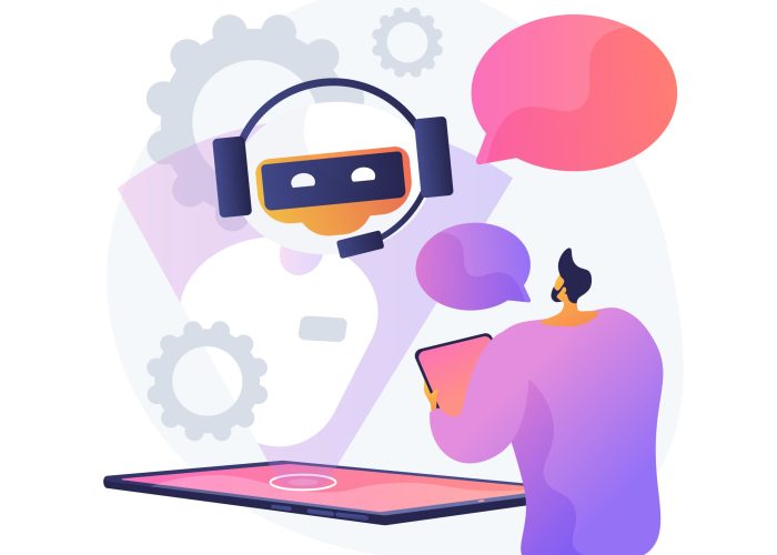 Dialog with chatbot vector concept metaphor AI Chatbot