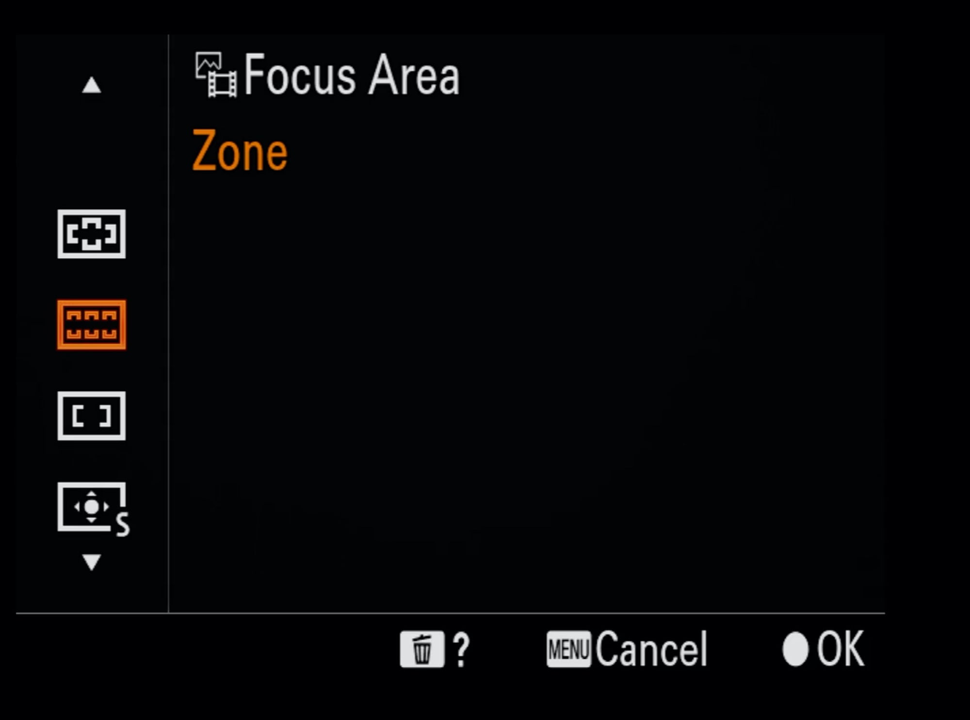 Bird Photography Menu Setup - Zone Focus Area