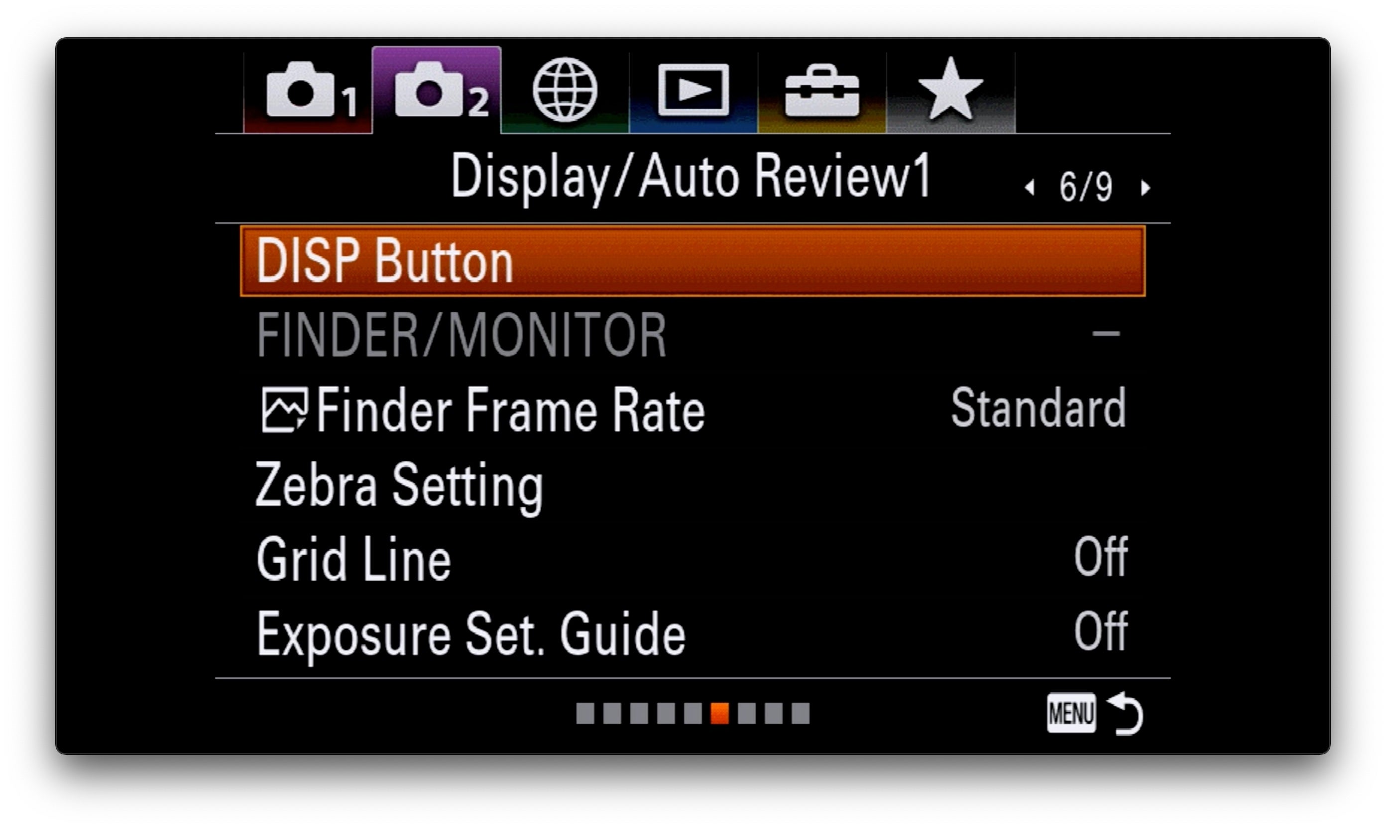 Sony Alpha Universe Long Exposure B-W Settings DISP Button Settings