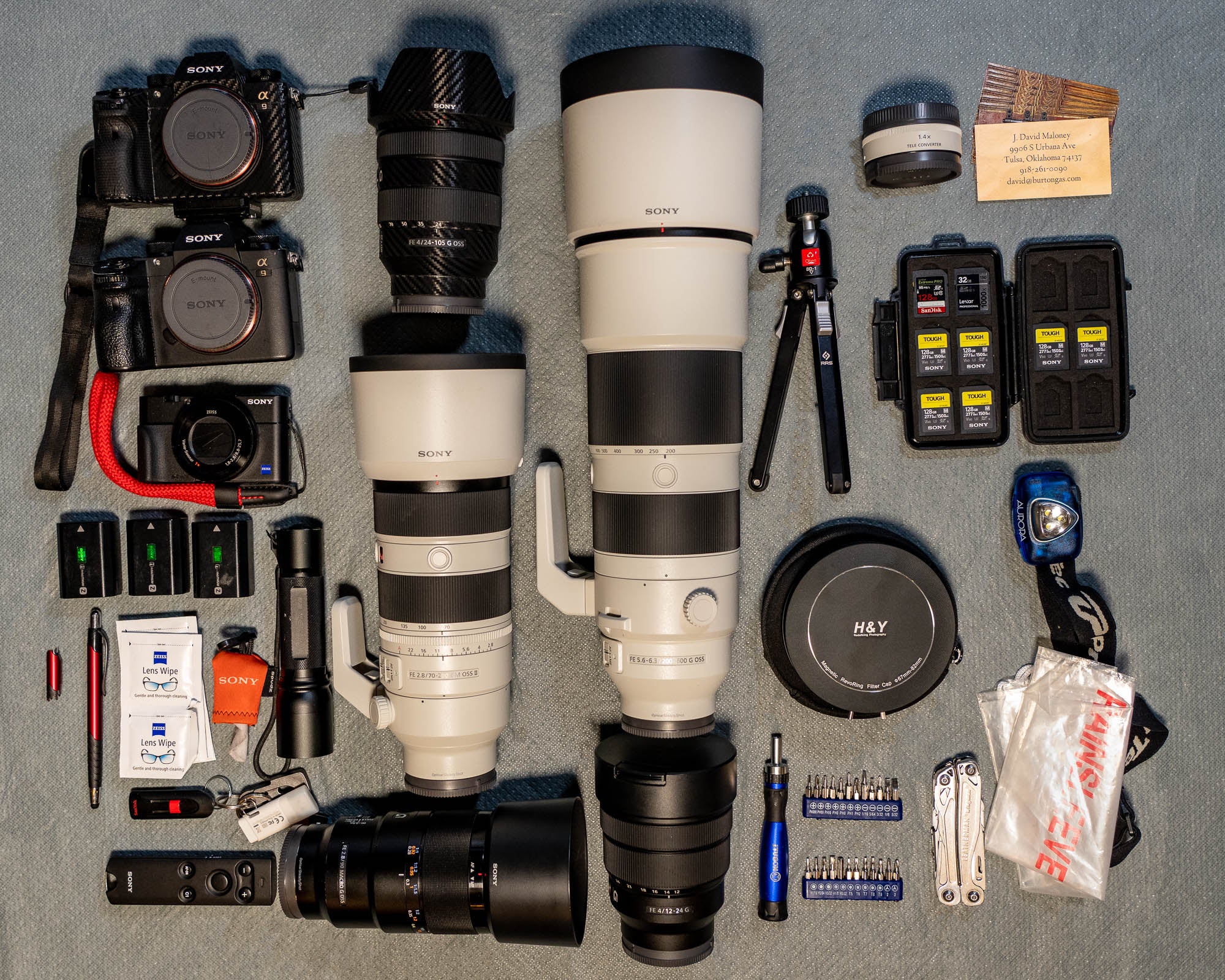 David Maloney's Sony Alpha travel photography kit