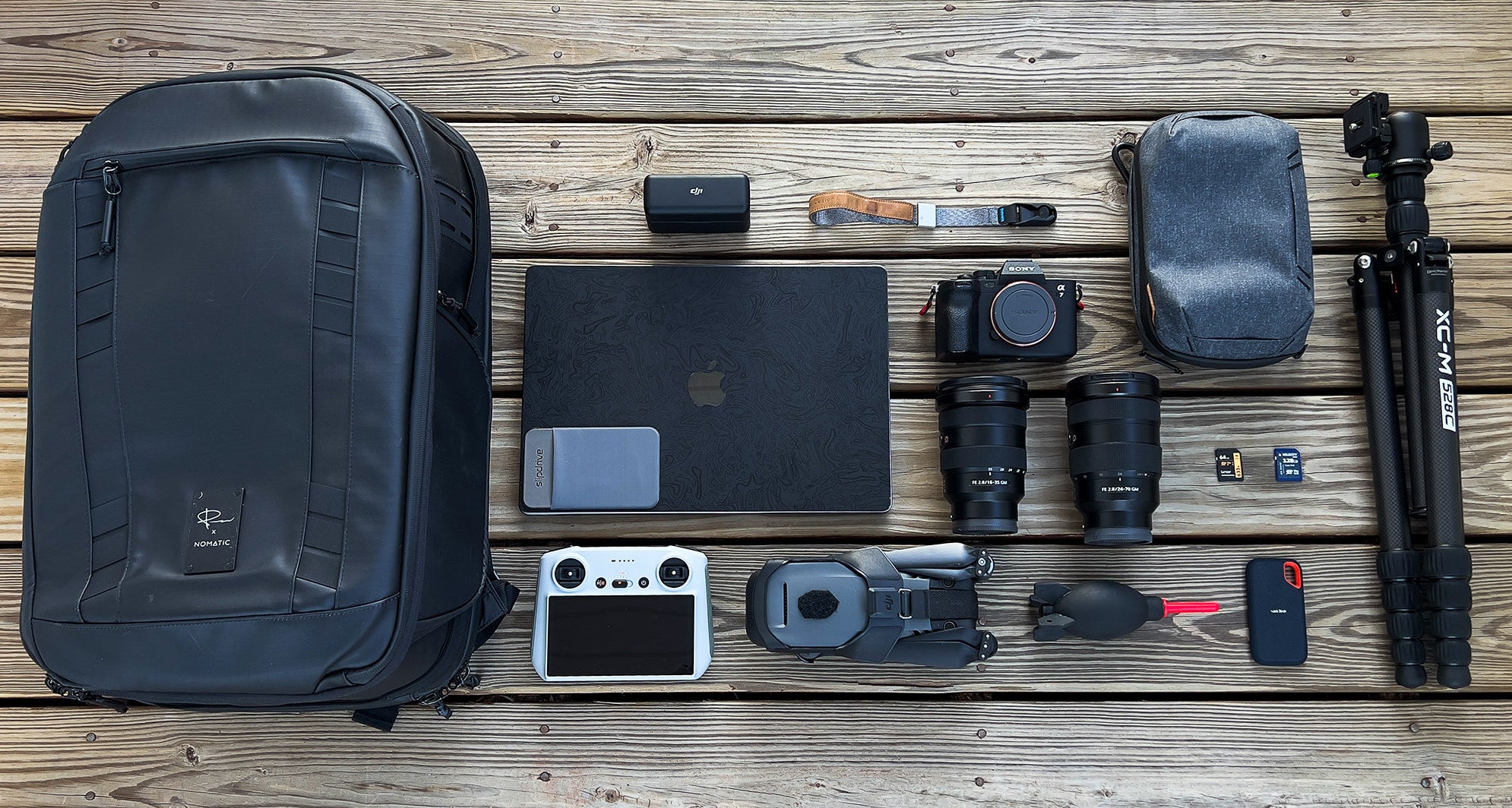Drew Peden's kit for travel, adventure and lifestyle content